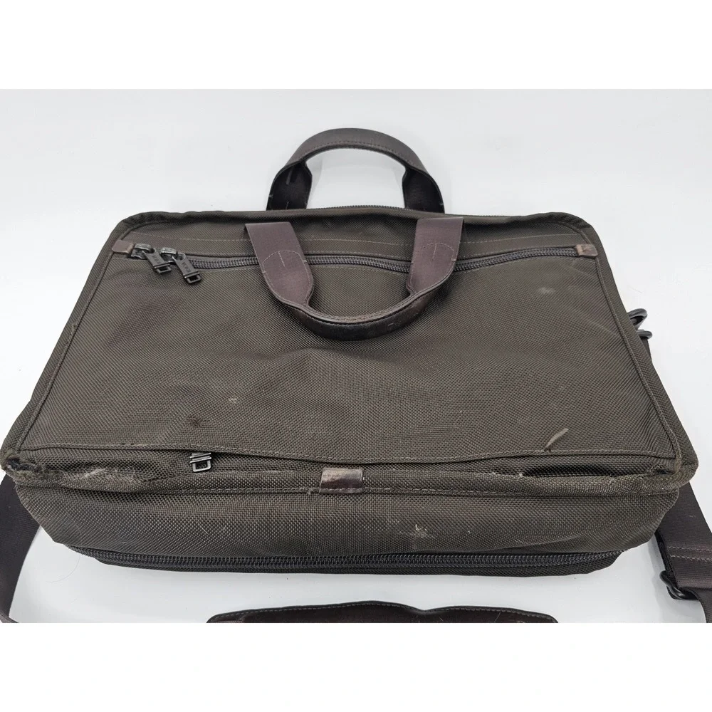 TUMI‎ Dark Brown Nylon Expandable Briefcase Messenger w Laptop Insert